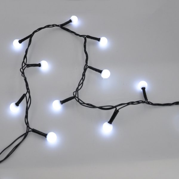 Гірлянда-нитка (String-Lights) 200W-6-2 внутрішня, пров.: чорний, 10м (Білий)