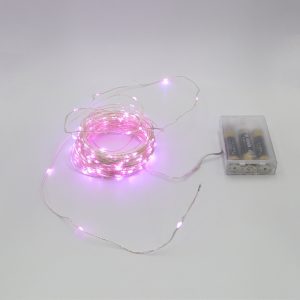 Гірлянда-роса (Copper Wire) 100P-1 Battery внутрішня, пров.:прозорий, (рожевий)