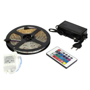 Гірлянда-стрічка (Rope-Lights) SMD5050-RGB універсальна, пров.:прозорий, 5м (Різнокольорова)