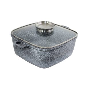 Котел UNIQUE UN-5204 2.4л (20см, квадртанний, з кришкою, гранітний)