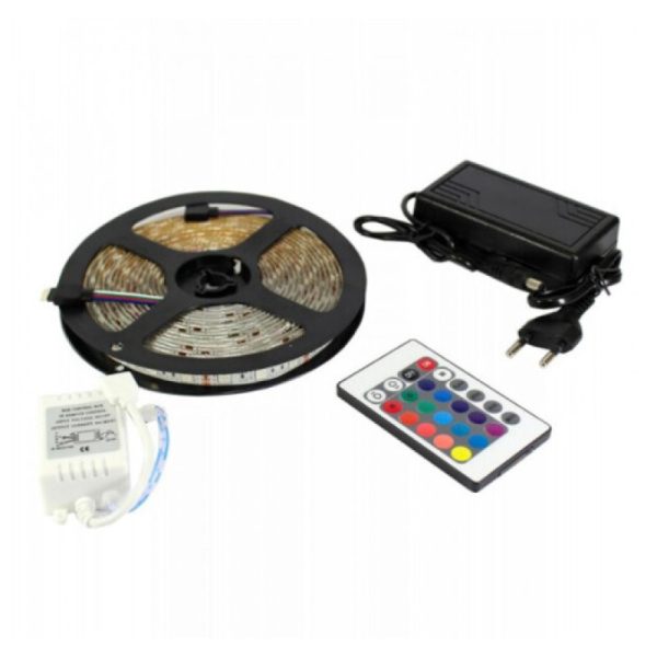 Гірлянда-стрічка (Rope-Lights) SMD5050-RGB bluetooth універсальна, пров.: чорний, 5м (Різнокольорова