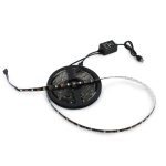 Гірлянда-стрічка (Rope-Lights) SMD5050-RGB Music універсальна, пров.: чорний, 5м (Різнокольорова)