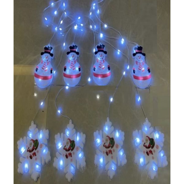 Гірлянда-штора фігурки 3D сніговика та сніжинки 95L M Мультикольорова 3м*0.7см