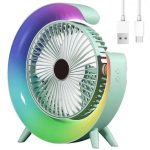 Вентилятор настільний акумуляторний з RGB підсвічуванням, USB